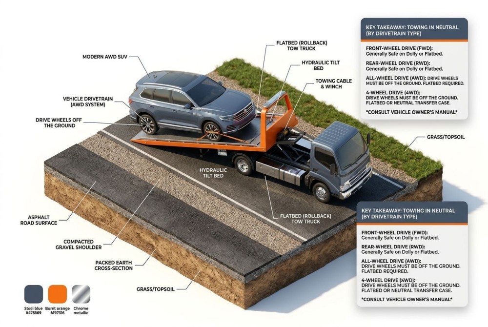 can you tow an automatic car in neutral
